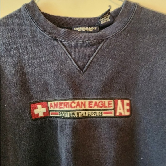 American eagle crewneck sweatshirt size mens small navy blue - Picture 2 of 4